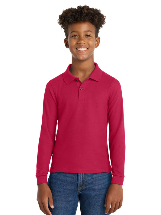 Youth Silk Touch Long Sleeve Polo - Y500LS - Red
