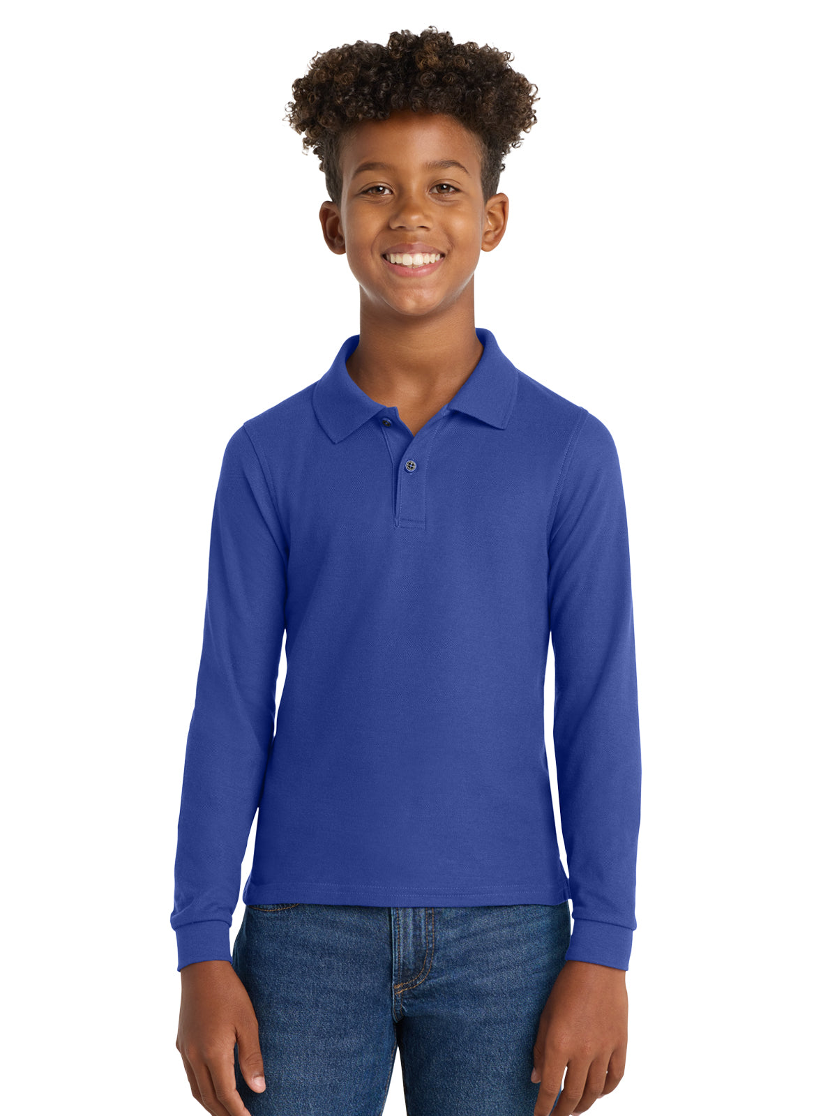 Youth Silk Touch Long Sleeve Polo - Y500LS - Royal