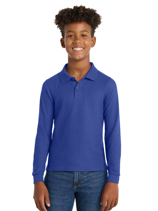 Youth Silk Touch Long Sleeve Polo - Y500LS - Royal