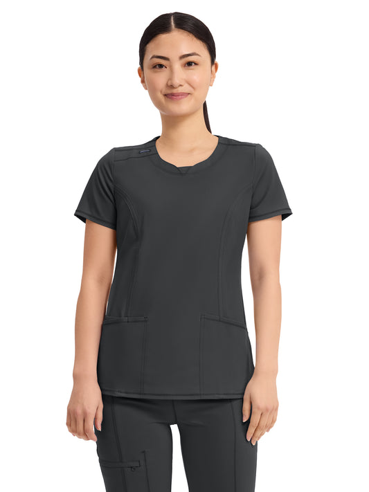 Women's 3-Pocket Round Neck Top - 2624A - Black