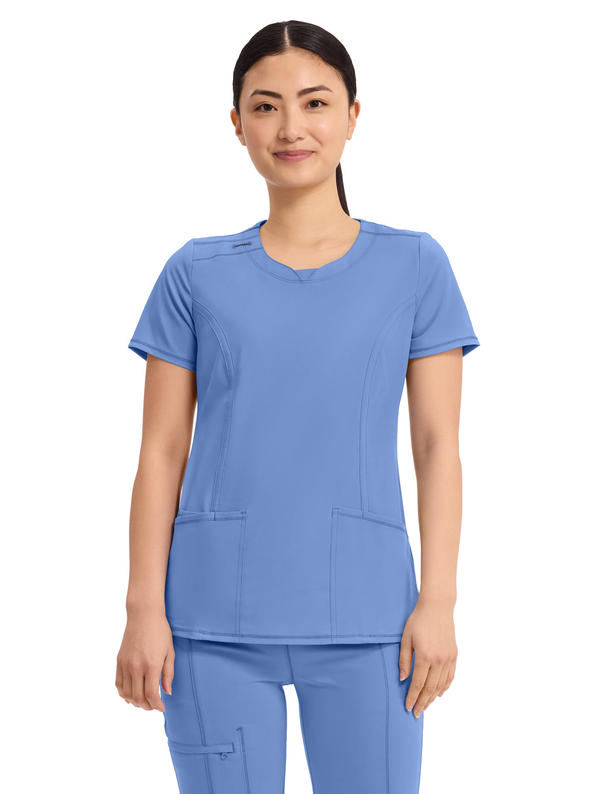Women's 3-Pocket Round Neck Top - 2624A - Ciel