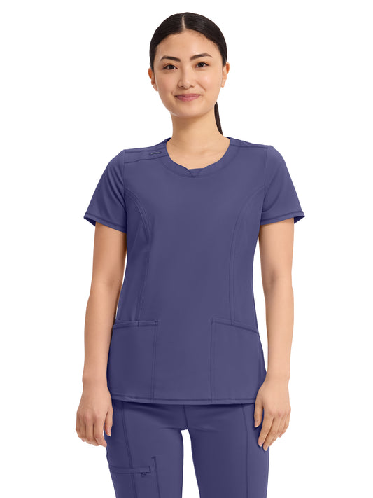 Women's 3-Pocket Round Neck Top - 2624A - Grape