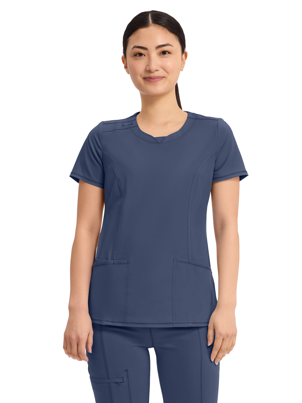 Women's 3-Pocket Round Neck Top - 2624A - Navy