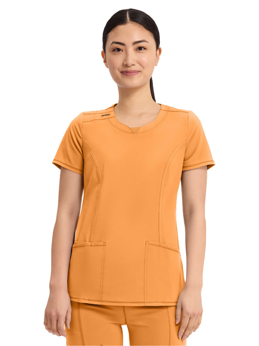 Women's 3-Pocket Round Neck Top - 2624A - Orange Sunrise