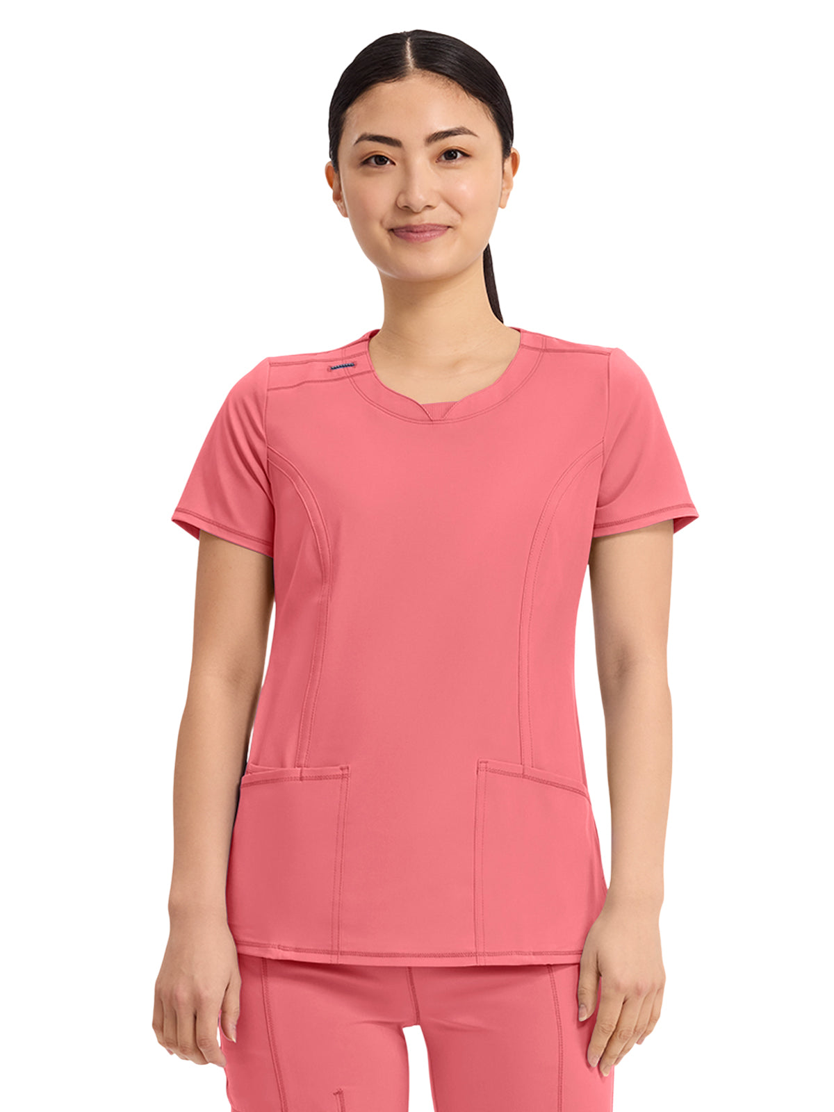 Women's 3-Pocket Round Neck Top - 2624A - Pinkerton