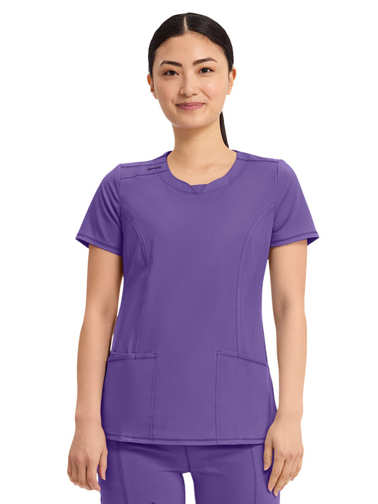 Women's 3-Pocket Round Neck Top - 2624A - Pretty N Purple