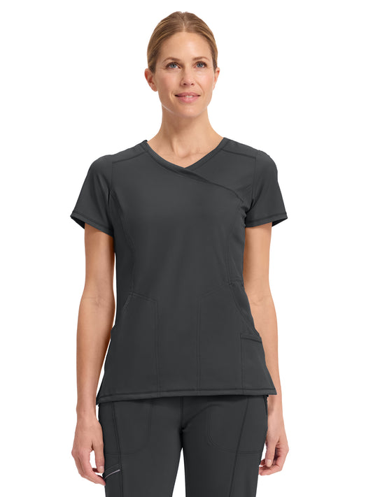 Women's 4-Pocket Mock Wrap Top - 2625A - Black