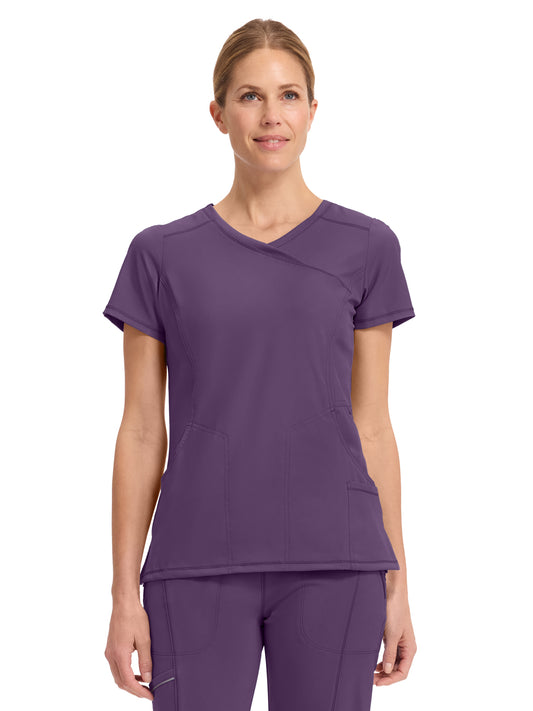 Women's 4-Pocket Mock Wrap Top - 2625A - Eggplant