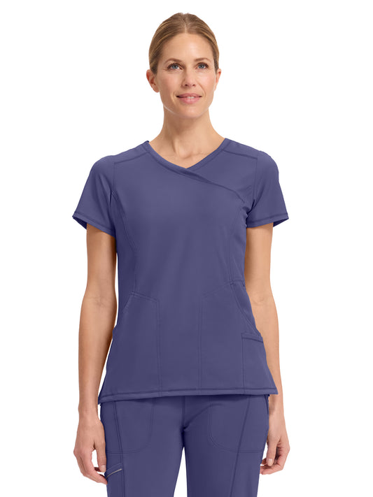 Women's 4-Pocket Mock Wrap Top - 2625A - Grape
