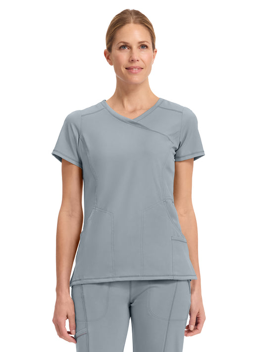 Women's 4-Pocket Mock Wrap Top - 2625A - Grey