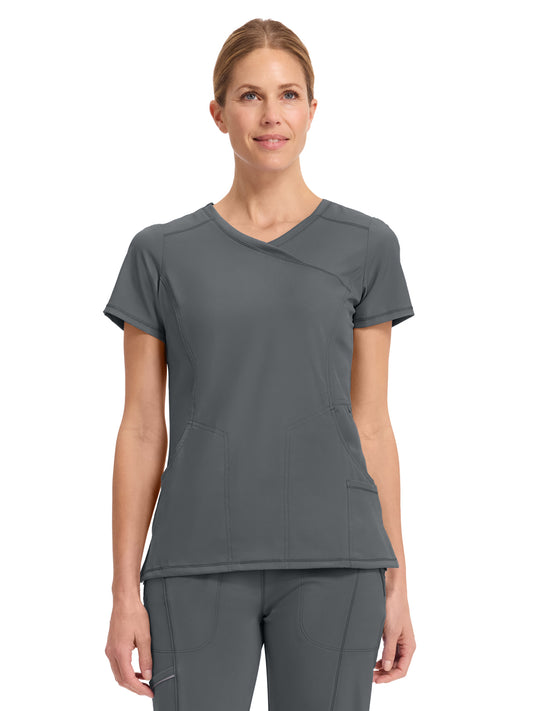 Women's 4-Pocket Mock Wrap Top - 2625A - Pewter