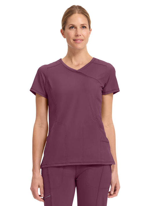 Women's 4-Pocket Mock Wrap Top - 2625A - Wine