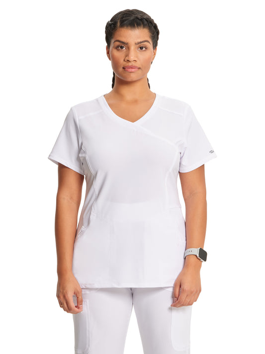Women's 4-Pocket Mock Wrap Top - 2625A - White
