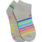 Women's Bamboo No Show Socks (2 Pairs per Pack) - 2GOOD - Striped Multi Ribbons