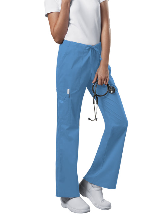 Women's Mid Rise Drawstring Cargo Pant - 4044 - Ciel