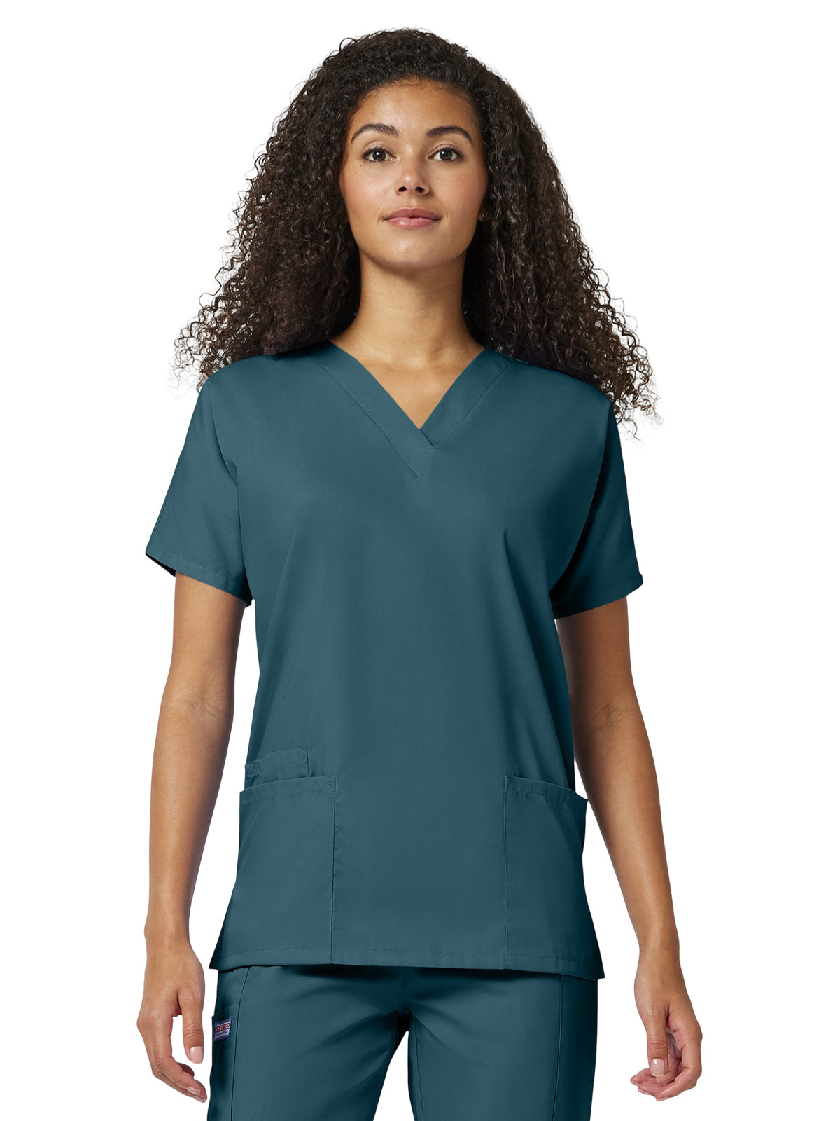 Women's 2-Pocket V-Neck Top - 4700 - Caribbean Blue