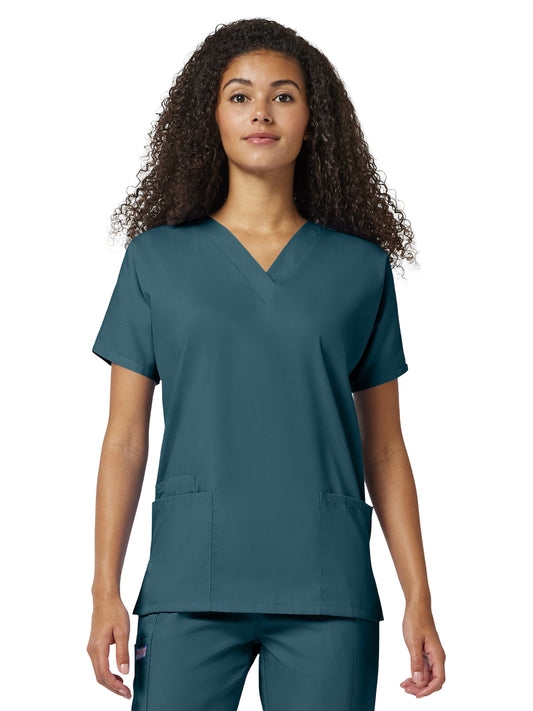 Women's 2-Pocket V-Neck Top - 4700 - Caribbean Blue