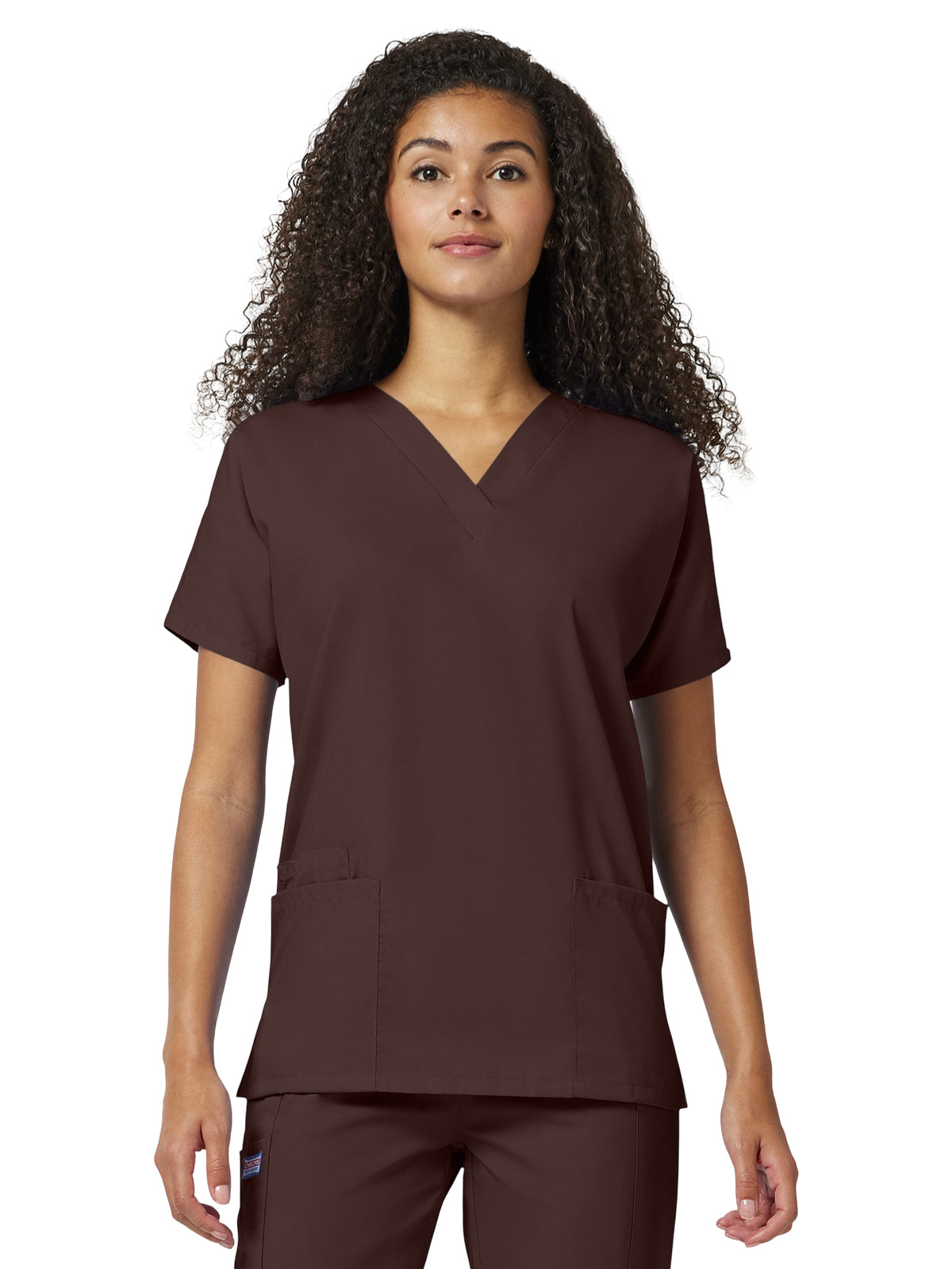 Women's 2-Pocket V-Neck Top - 4700 - Chocolate