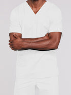 Unisex 2-Pocket V-Neck Top - 4725 - White