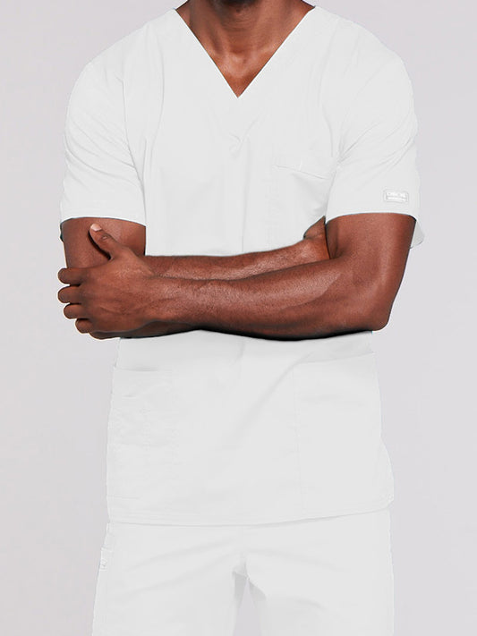 Unisex 2-Pocket V-Neck Top - 4725 - White