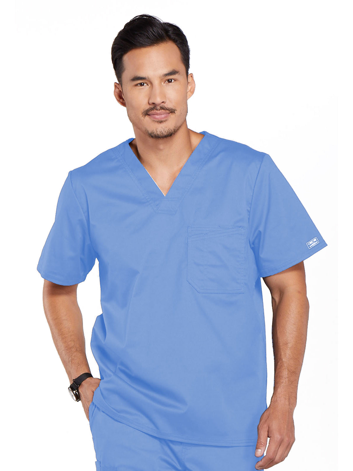 Men's 1-Pocket Tuckable V-Neck Top - 4743 - Ciel
