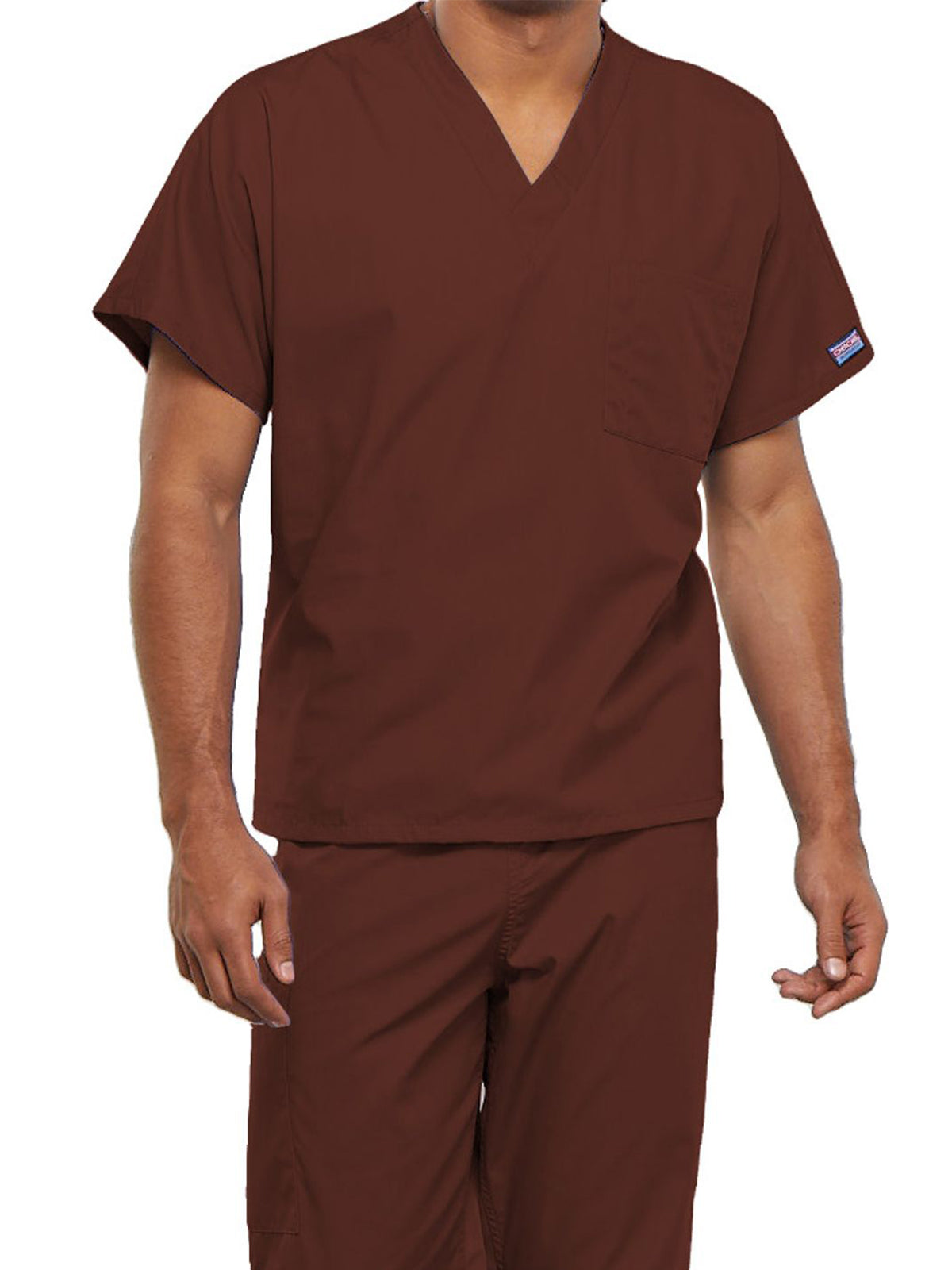 Unisex 1-Pocket V-Neck Top - 4777 - Chocolate