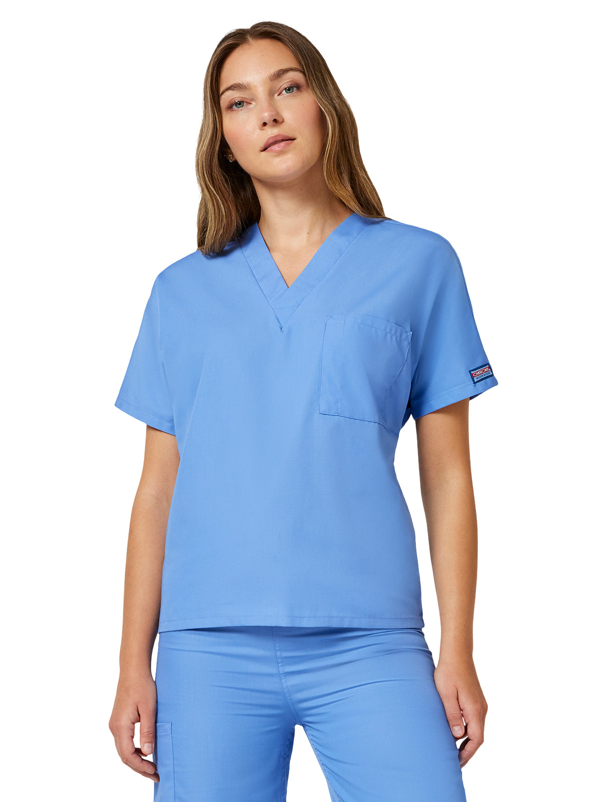 Unisex 1-Pocket V-Neck Top - 4777 - Ciel