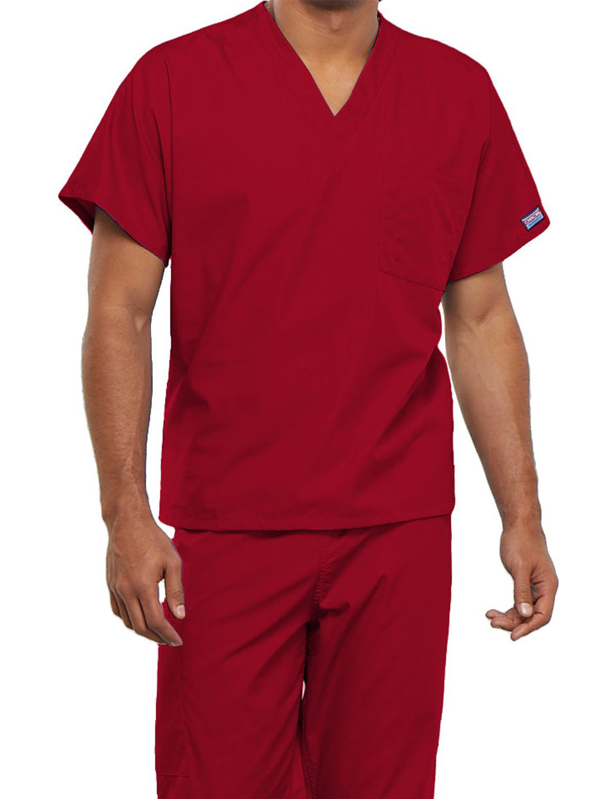 Unisex 1-Pocket V-Neck Top - 4777 - Red