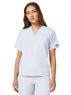 Unisex 1-Pocket V-Neck Top - 4777 - White