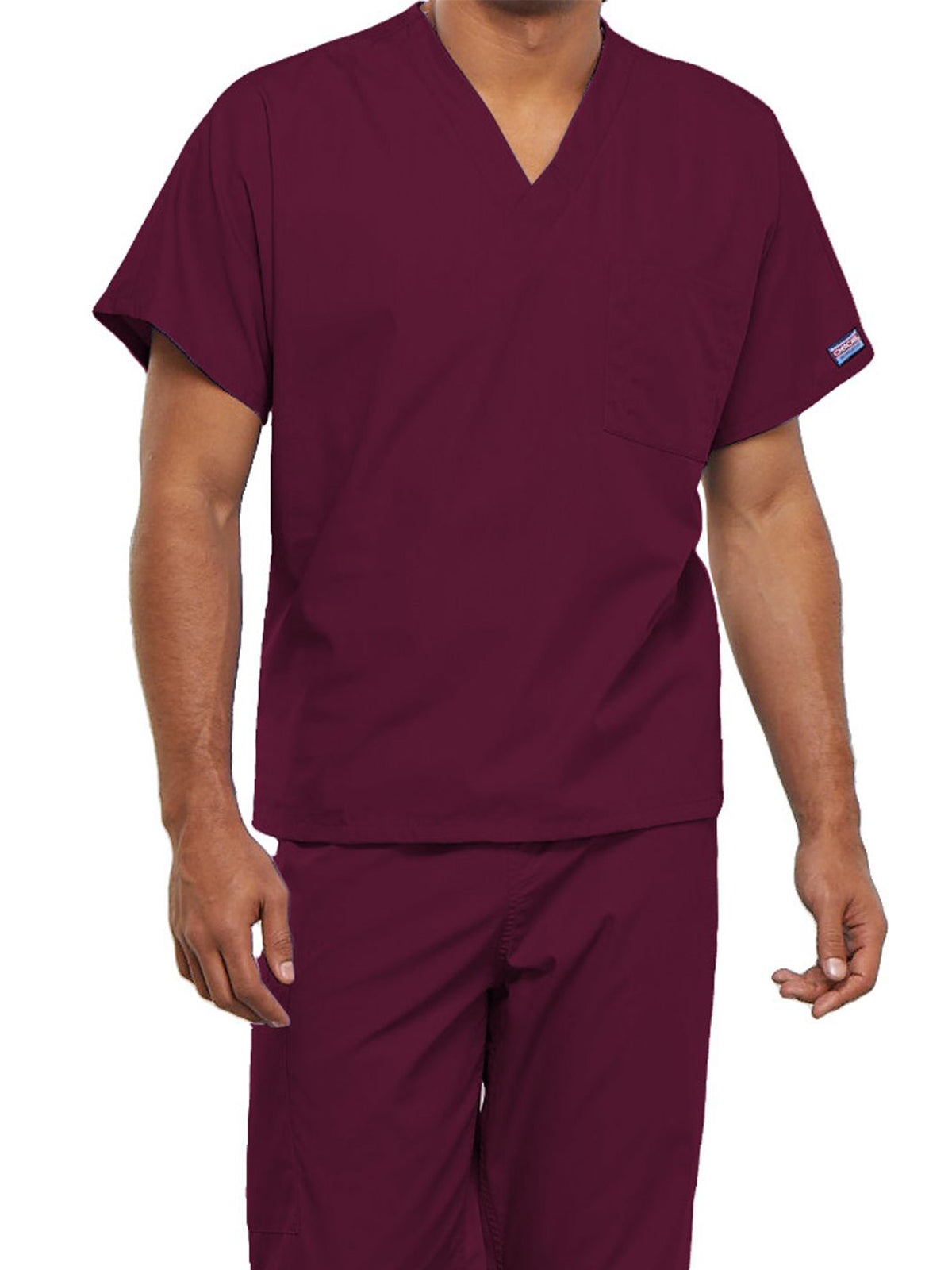 Unisex 1-Pocket V-Neck Top - 4777 - Wine