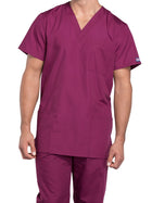 Unisex 3-Pocket V-Neck Top - 4876 - Wine