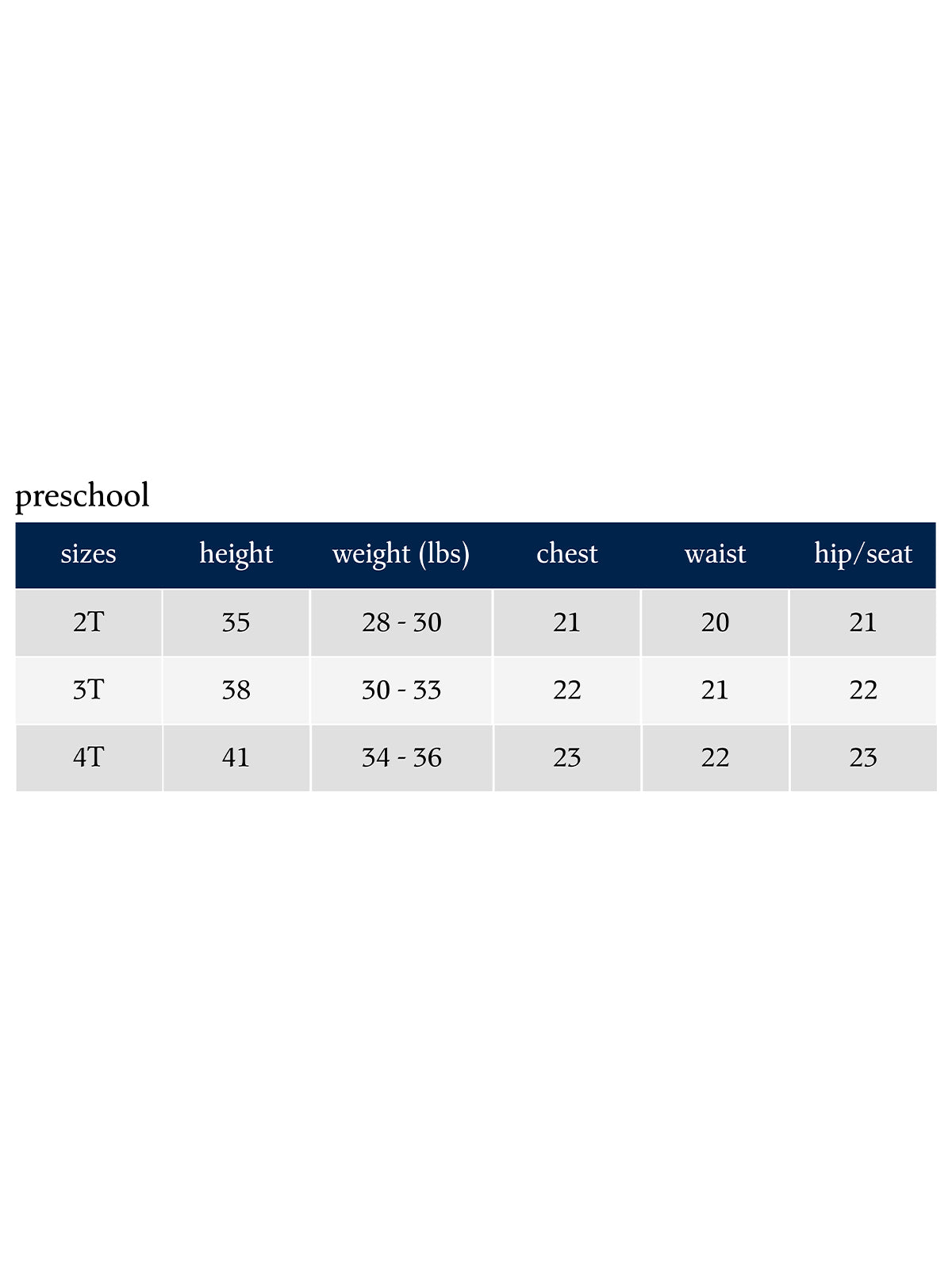 SIZECHART