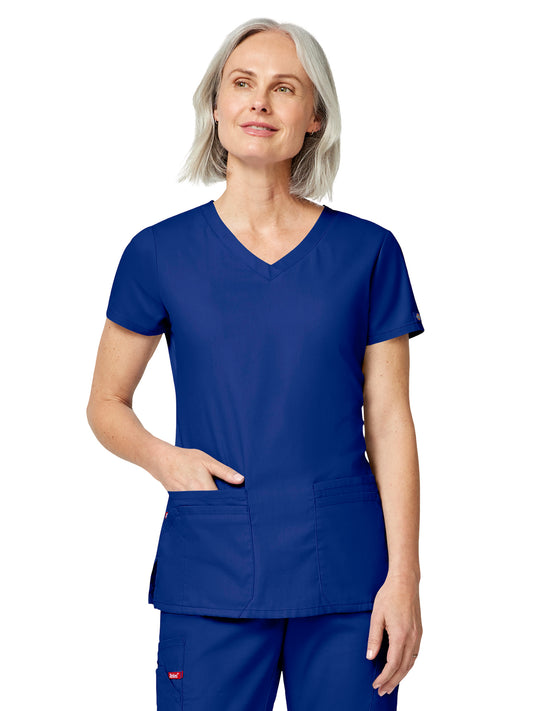 Women's 4-Pocket V-Neck Top - 85906 - Galaxy Blue
