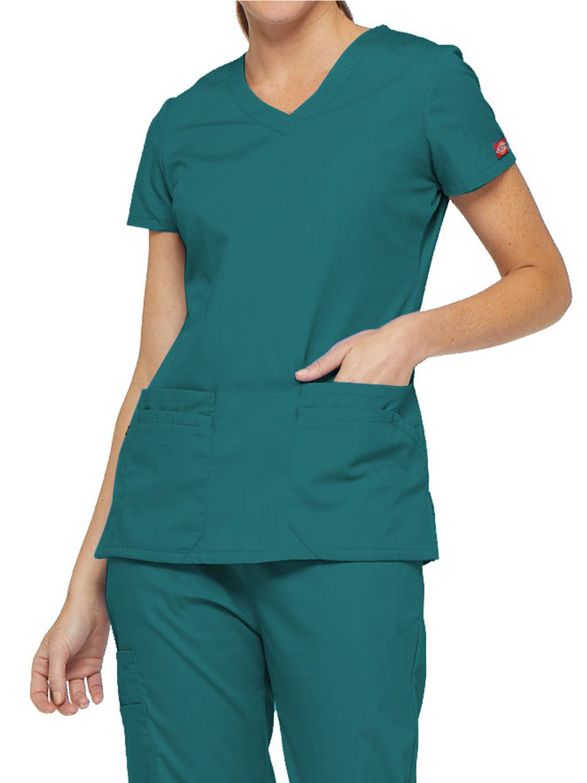 Women's 4-Pocket V-Neck Top - 85906 - Teal Blue