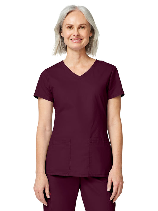 Women's 4-Pocket V-Neck Top - 85906 - Wine