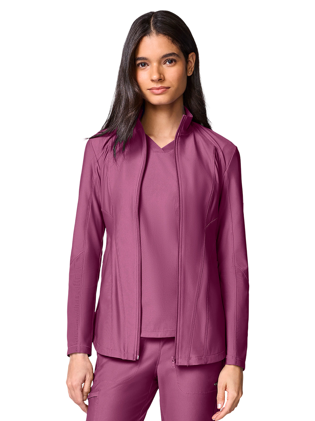Women's 2-Pocket Full Zip Jacket - CK00032 - Dusty Mauve
