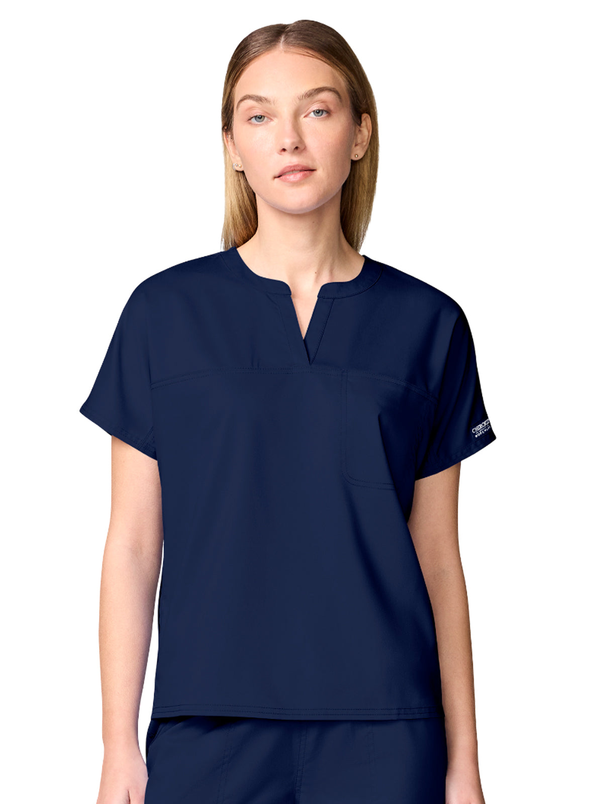 Women's 3-Pocket Mandarin Collar Top - CK00038 - Navy