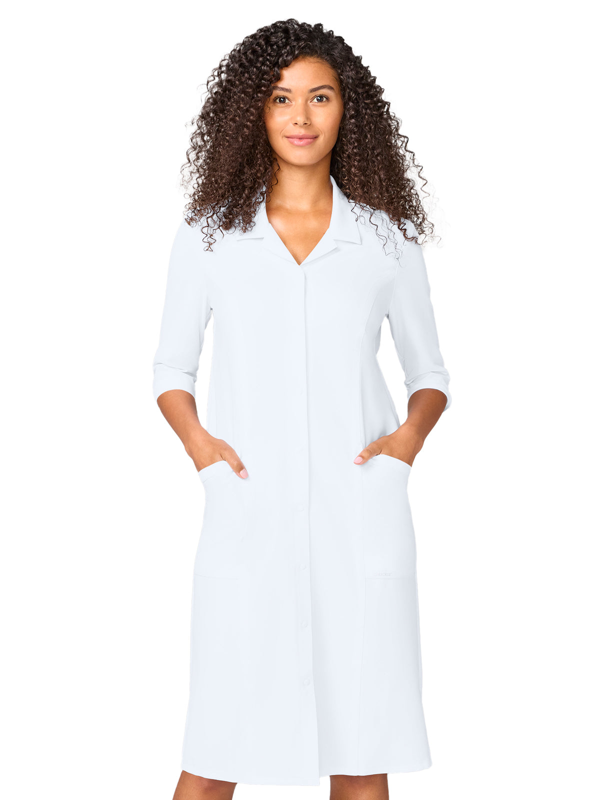 Women's 2-Pocket 3/4 Sleeve Dress - CK00046 - White