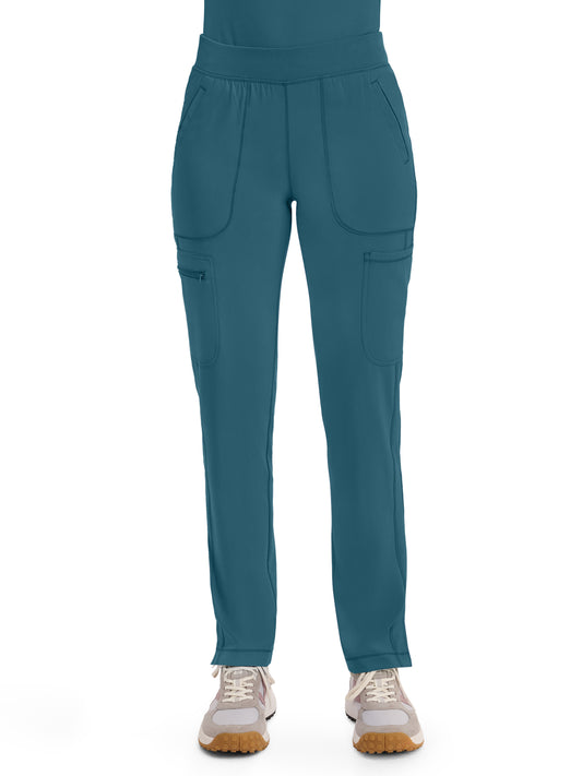 Women's 6- Pocket Mid Rise Tapered Leg Pant - CK065A - Caribbean Blue