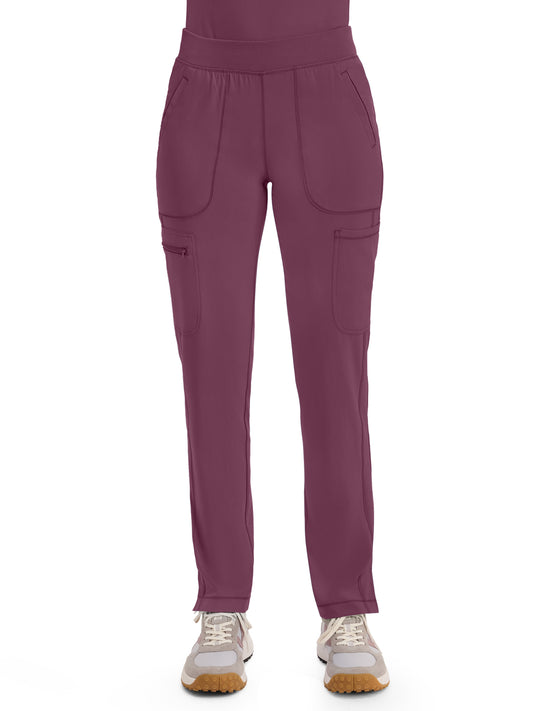 Women's 6- Pocket Mid Rise Tapered Leg Pant - CK065A - Wine