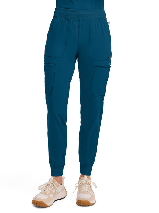Women's 6-Pocket Mid Rise Jogger - CK080A - Caribbean Blue