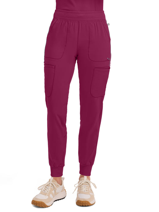 Women's 6-Pocket Mid Rise Jogger - CK080A - Wine