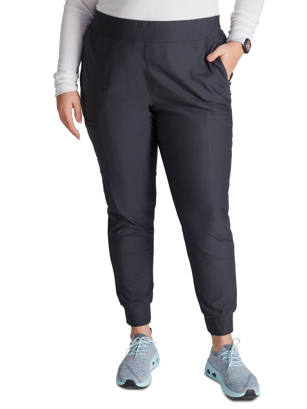 Women's 6-Pocket Tapered Leg Drawstring Pant - CK092 - Pewter