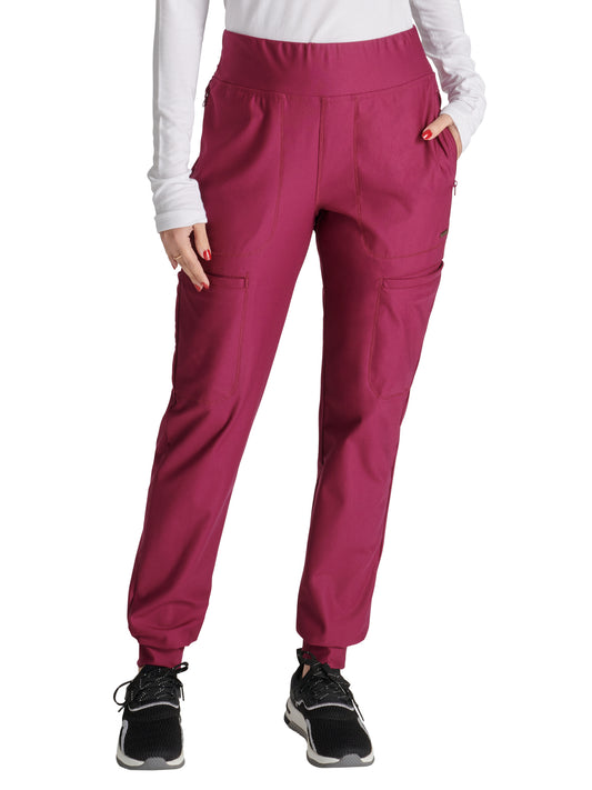 Women's 6-Pocket Tapered Leg Drawstring Pant - CK092 - Wine