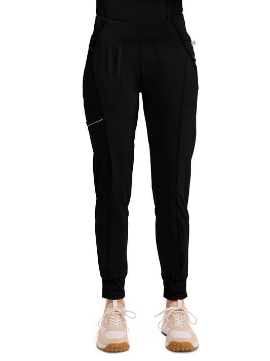 Women's 5-Pocket Mid Rise Jogger Pant - CK110A - Black