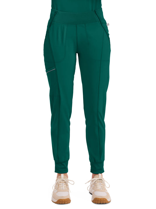 Women's 5-Pocket Mid Rise Jogger Pant - CK110A - Hunter Green