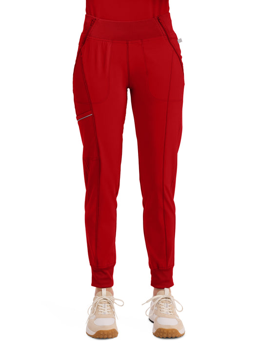 Women's 5-Pocket Mid Rise Jogger Pant - CK110A - Red