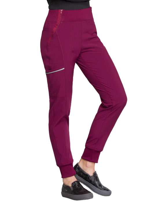 Women's 5-Pocket Mid Rise Jogger Pant - CK110A - Wine