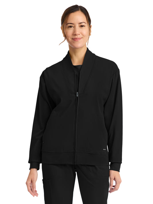 Women's 2-Pocket Warm-Up Jacket - CK353 - Black