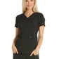 Women's 2 Pocket V-Neck Knit Side Panel Top - CK605 - Black